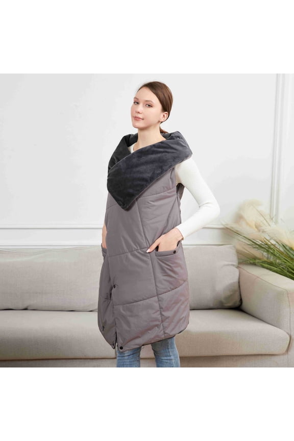 Electric Heated Blanket for Men Women Wearable Wrap Shawl USB Electric Heated Throw Warming Vest Shawl Lap Robe Portable Heating Pad Blanket with 3 Heating Settings for Home,Hiking(Grey)