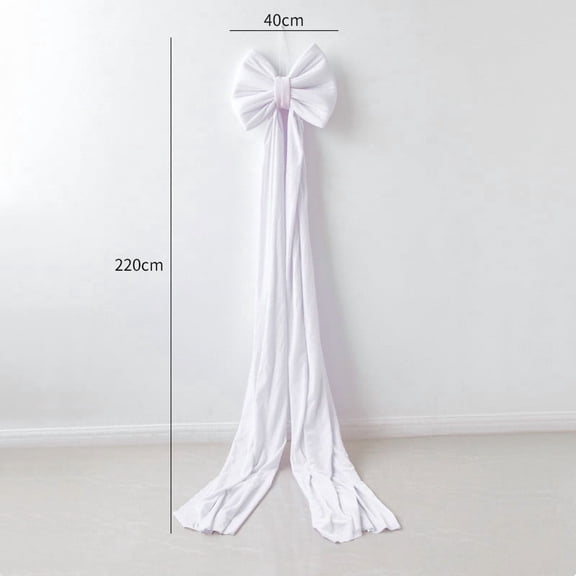 BSJJY Extra Large Christmas Bow, 40x220cm Satin White Tree Topper with Long Streamers, Home Holiday Door Wreath Decor