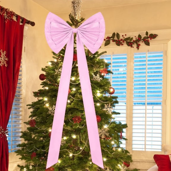 BSJJY Extra Large Satin Bow, 180x60cm Pink Ribbon Tree Topper with Long Streamers, Home Holiday Door Wreath Decor