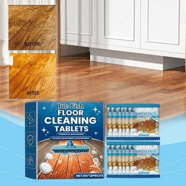 BSJJY Floor Polish, Floor Cleaning Tablets, Quick Shine Floor Cleaner, Mopping Floor Cleaning Sheets for Tiles, 1 Box Of 12Pc