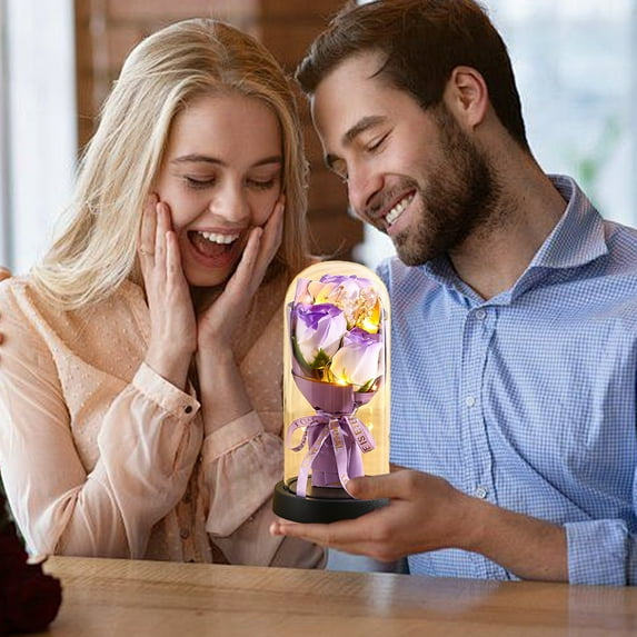 BSJJY Flowers Bouquet, Flowers for Delivery Prime Gifts, for Her, Wife Suitable for Birthday,Valentine's Day, Anniversary, Christmas, Wedding (Purple)