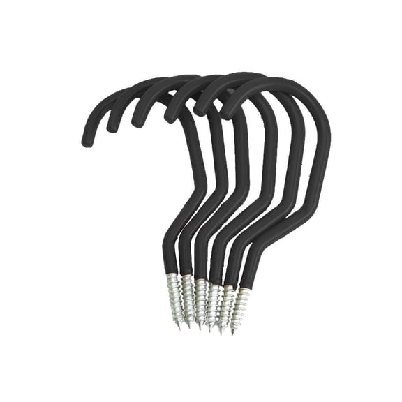 BSJJY Garage Storage J Screw Hooks, Heavy Duty Rubber Coated Extra-Large Bike Storage Hook Rack Stands Accessories Screw in Hook for Hanging Garage Ceiling Wall Bicycle Storage, 6pc