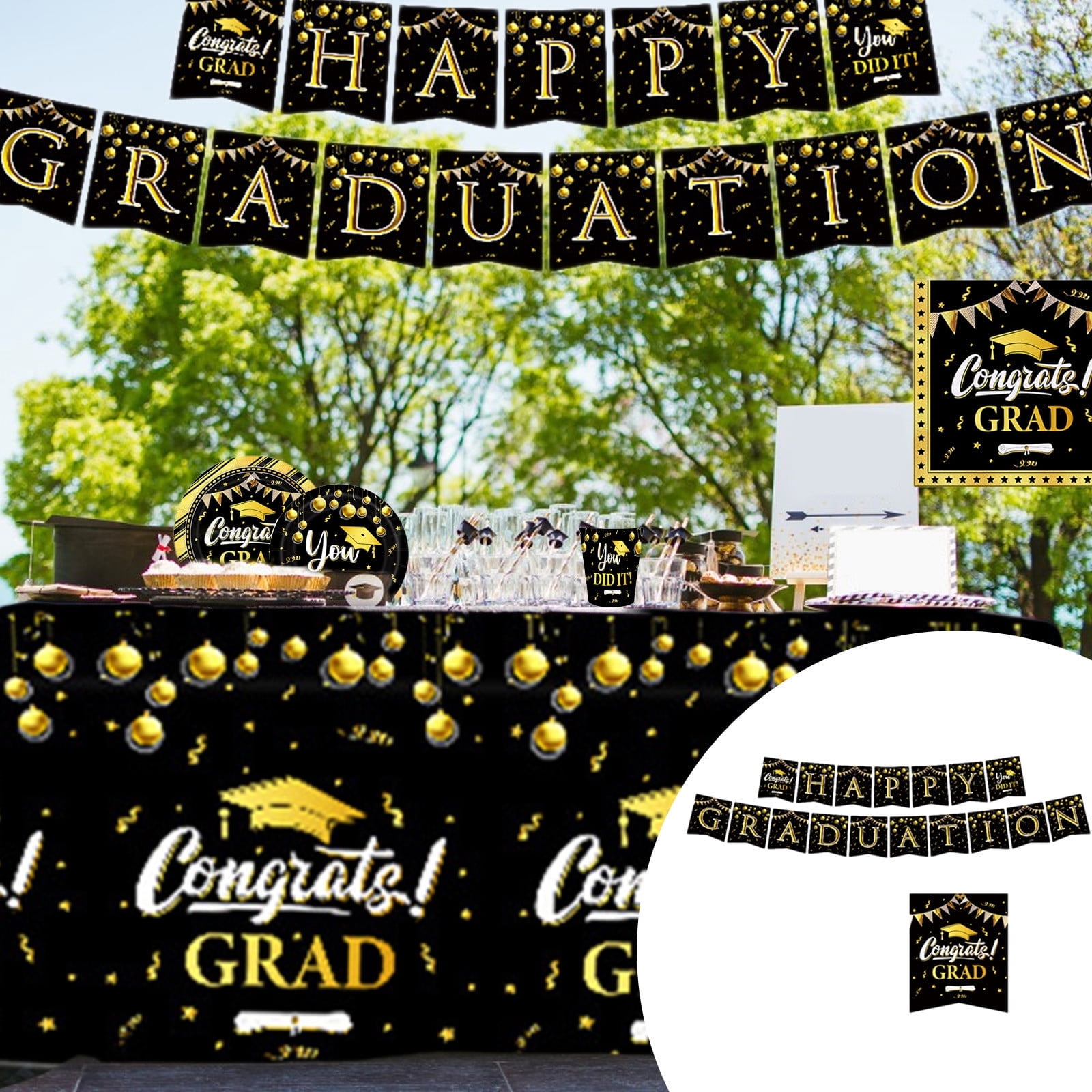 Educated AF Graduation Banner - Gold Glitter Congrats Banner For Nurse, Lawyer, Doctor Party Decor - View #5