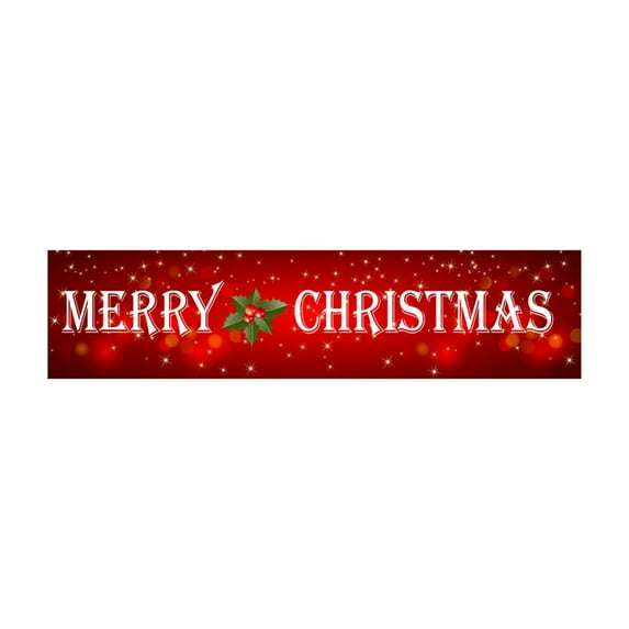 BSJJY Large Merry Christmas Banner 50 x 250 CM Double Printed Xmas Decoration Red Buffalo Plaid Hanging Huge Sign Holiday Party Supplies Home Decor for Outdoor,Indoor,Yard,Garden,Porch,E,1Set