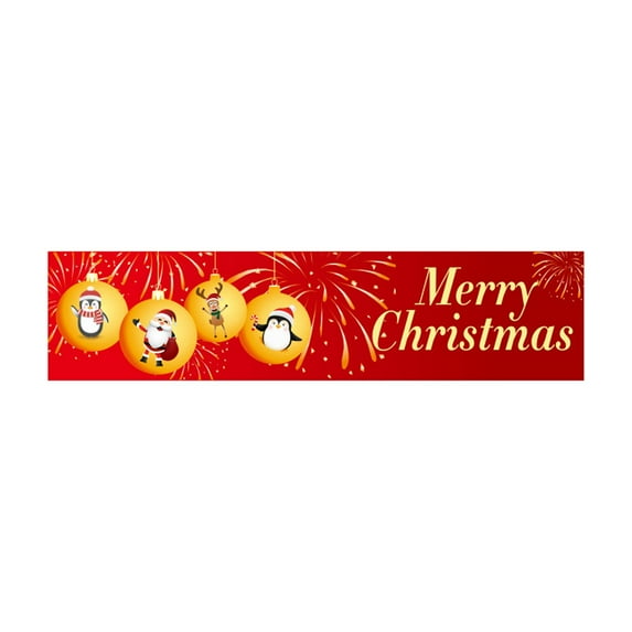 BSJJY Large Merry Christmas Banner 50 x 250 CM Double Printed Xmas Decoration Red Buffalo Plaid Hanging Huge Sign Holiday Party Supplies Home Decor for Outdoor,Indoor,Yard,Garden,Porch,C,1Set