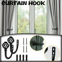 BSJJY Metal Curtain Holdbacks - Wall Mounted Drapery Tiebacks with Screws, Decorative Window Treatment Holdbacks for Bedroom, Livingroom, Office, 2pc