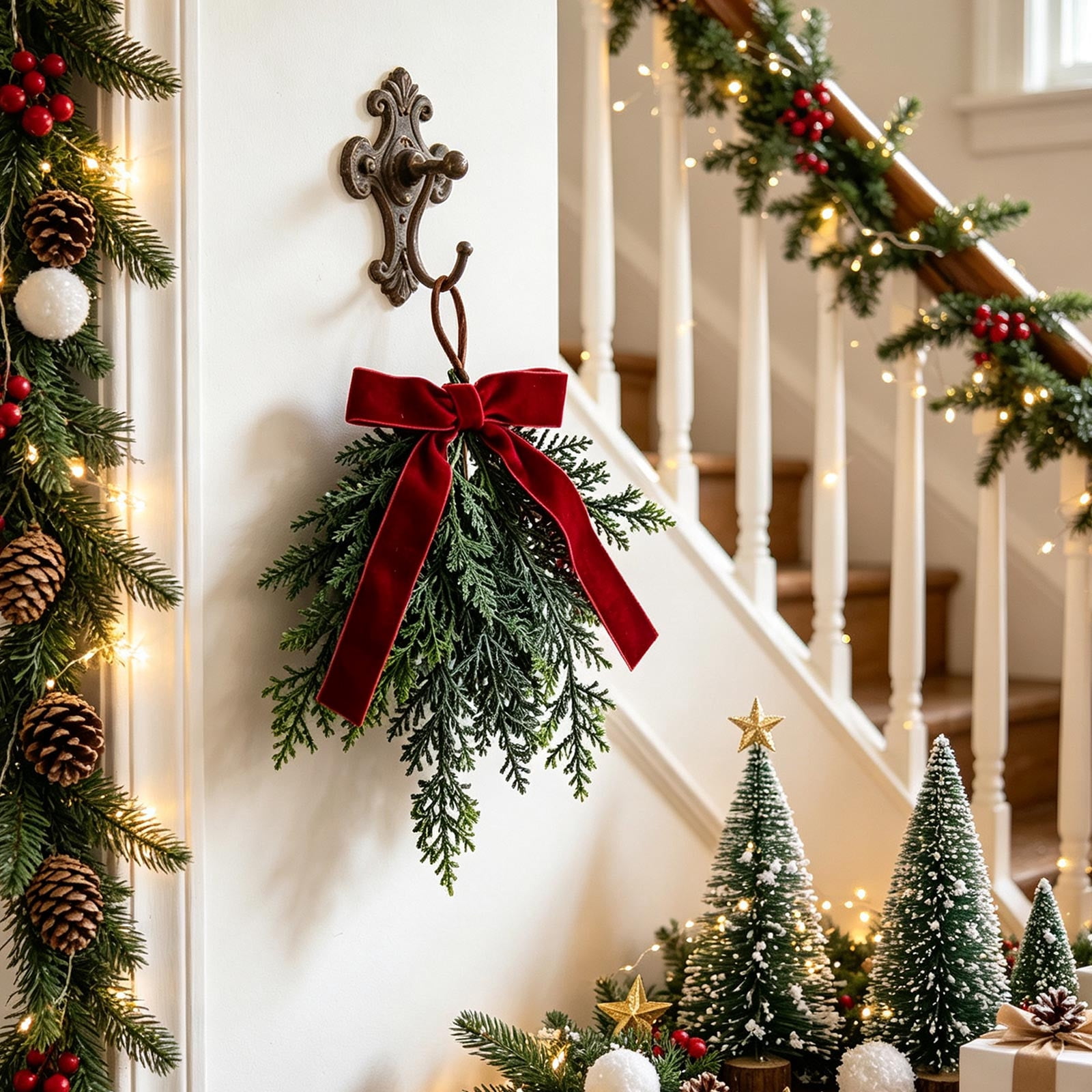 BSJJY Mini Christmas Pine Wall Hanging A, 11.81 Inch Small Teardrop ...