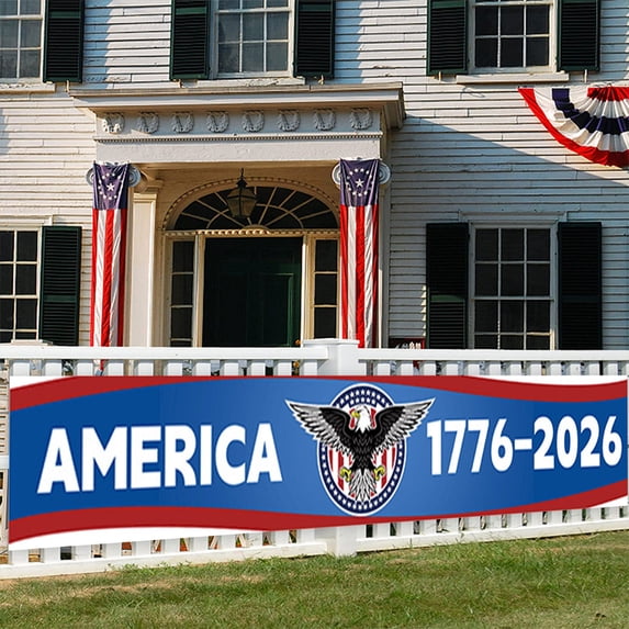 BSJJY Outdoor Streamer 250th Anniversary Commemorative Outdoor Streamer Decoration Patriotic Party Bunting Banner American Flag Themed Festival Supplies for Home Garden Yard Outdoor Decorations (C)