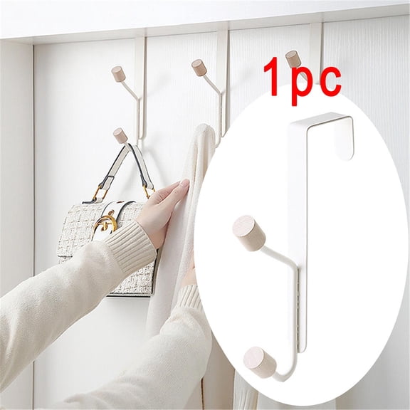 BSJJY Over The Door Hooks Hanger, Super Heavy Duty Metal Double Hooks - Bathroom Accessories and Coat Towel Rack Organization - No-Installation, 1pc