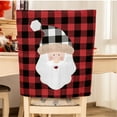 thumbnail image 1 of BSJJY Plaid Christmas Chair Covers, Black and Red Snowman Santa Chair Back Covers Fabric Christmas Chair Slipcovers for Xmas Kitchen Dining Room Decor, 1PCS, 1 of 2