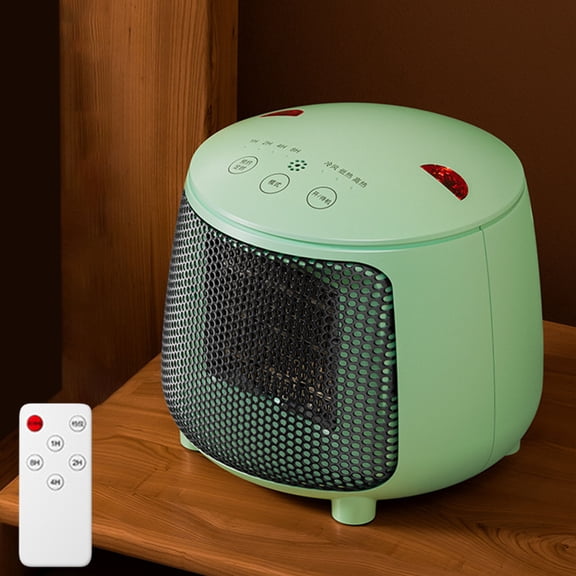 BSJJY Portable Space Heater,1000W Ceramic Electric Heater, Compact Small Warmer, Heat Up in 2 Seconds, Safe and Quiet for Office Room Desk Indoor Use(Remote Control,Green)