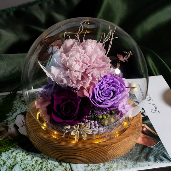 BSJJY Preserved Rose Flowers, Unique Floral Gifts for Women, Long-Lasting Real Flowers Bouquet to Show Love on Valentine's Day, Mother's Day, Birthday, Anniversary, Special Days (Purple)