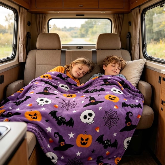 BSJJY Printed Halloween Fleece Throw Blanket, Soft Warm Flannel Couch Cover for Sofa Bed, Lightweight Decorative Nap Blanket All Season, 59x78.7 Inch