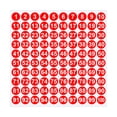 thumbnail image 1 of BSJJY Red Consecutive Number Stickers, 1 to 100, 1-inch, 1 Set, Vinyl Number Stickers Consecutive Number Stickers for Indoor Outdoor, Storage, Organizing, Classification, 1 of 6