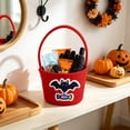 thumbnail image 1 of BSJJY Red Halloween Candy Basket 7.9x5.5 Inch, Reversible Fabric Treat Bucket with Handle, Cute Print Prank or Treat Bag, 1 of 6