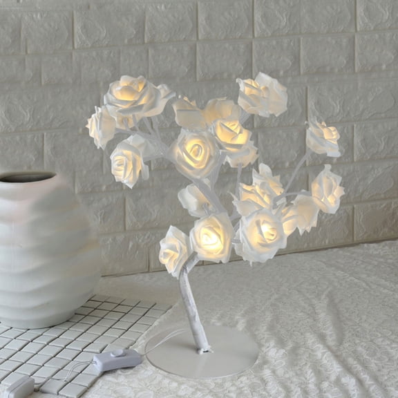 BSJJY Rose Flower Tree Lamp - LED Rose Tree Table Lamp USB/Battery Powered Artificial Bonsai Flower Night Light for Bedroom Living Room Party Wedding Valentine's Day Decor , 1pc