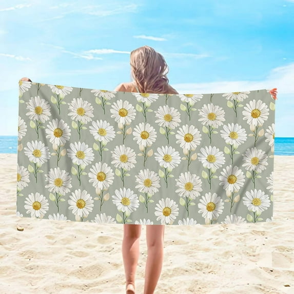 BSJJY Spring Daisies Floral Retro Pattern Beach Towels, Oversized Soft High Absorbent Quick Dry Bath Towels, Pool Towels Travel Beach Towels Clearance