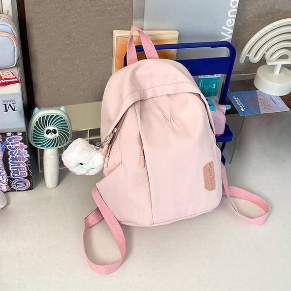 BSJJY Summer INS Preppy Backpack, Color Matching, Small Travel Backpack, for Women, Lightweight, Pink