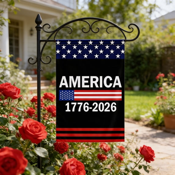 BSJJY US 250th Anniversary Red White Garden Flag, 250 Year Independence Day Commemorative Yard Decor, Double Sided Outdoor Flag