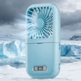 thumbnail image 1 of BSJJY USB Rechargeable Makeup Mirror Fan, Foldable, with LED Light, Multi-Functional, for Desktop and Handheld, Blue, 1 of 7