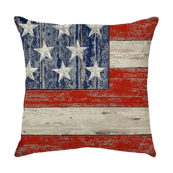 BSJJY Vintage American Flag Pillow Covers, 4th of July Memorial Day Independence Day Decor Throw Pillows USA Patriotic Outdoor Decorative Cushion Cases