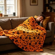 BSJJY Warm Halloween Fleece Blanket, Soft Printed Flannel Couch Cover for Sofa, Decorative Cozy Nap Blanket for Bedroom, 39.4x59 Inch