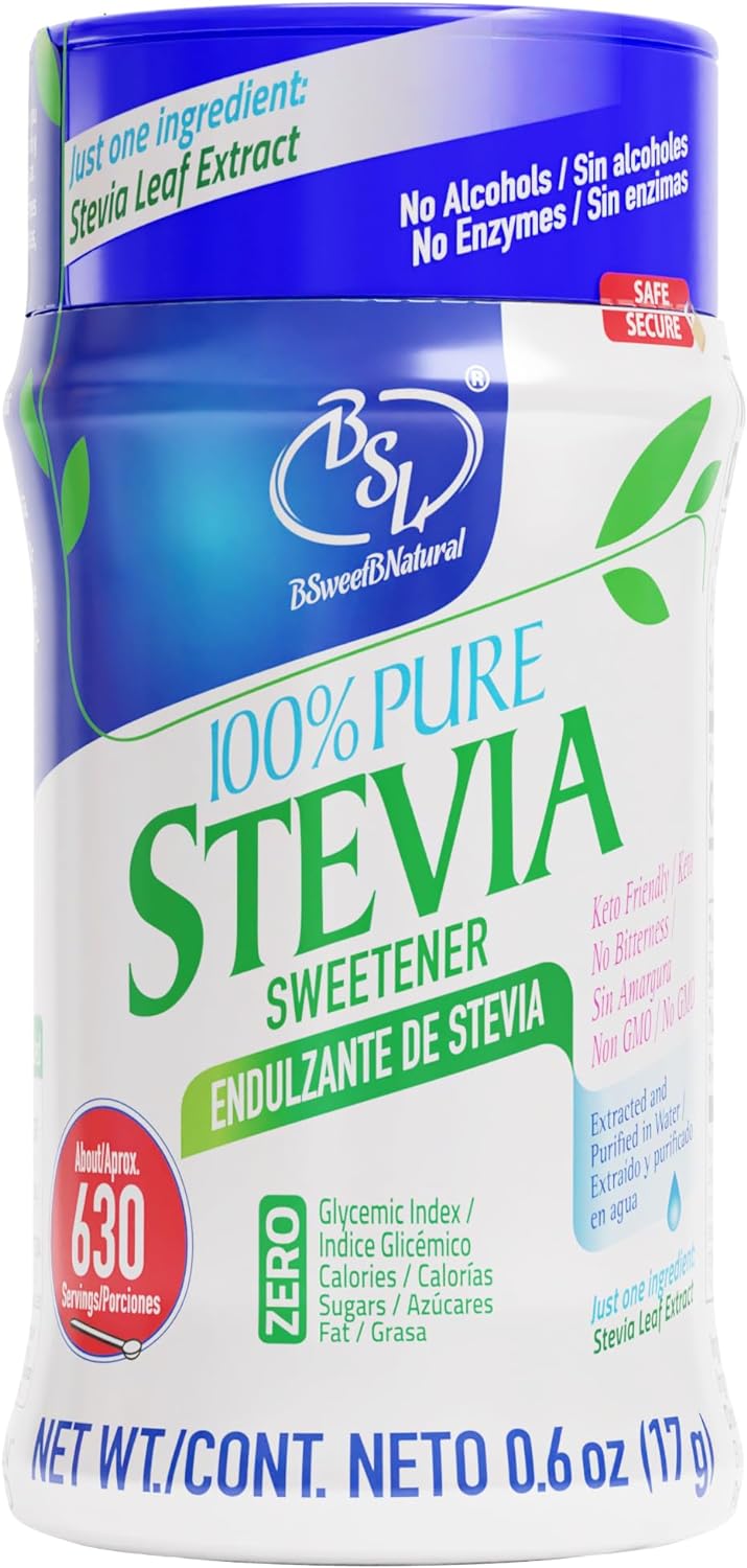 BSL Stevia Powder Without Erythritol 100 Pure, 0.6 Oz, No Artificial Sweetener, 620 Servings