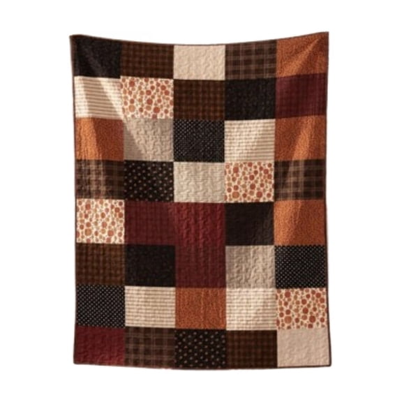 BSMAT Fall Patchwork Quilted Throw Blanket, 70 x 100 cm Flannel Autumn Gingham Sofa Cover, Thanksgiving Rustic Bed Tail Decor for Couch Armchair Living Room