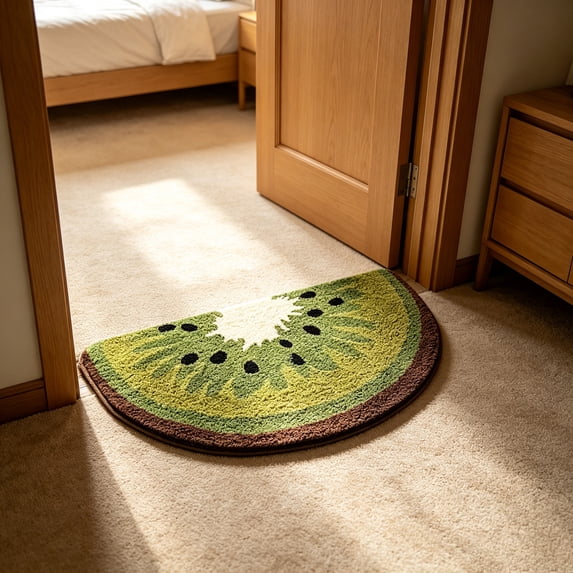 BSMAT Semicircle Fruit Mat, 16" x 24 " Cute Absorbent Anti-Slip Shower Mat, Summer Welcome Mat for Bathroom Doorway Kitchen Bedroom Bathtub Rug