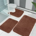 thumbnail image 1 of BSMAT Solid Color 3 Piece Bath Mat Set, Memory Foam Bath Mat Set with U-Shaped Toilet Mat, Non Slip Machine Washable Floor Carpets, Universal Soft Water Absorbent Toilet Rugs for Bathroom Floor, 1 of 9