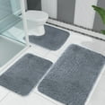 thumbnail image 1 of BSMAT Solid Color 3 Piece Bath Mat Set, Memory Foam Bath Mat Set with U-Shaped Toilet Mat, Non Slip Machine Washable Floor Carpets, Universal Soft Water Absorbent Toilet Rugs for Bathroom Floor, 1 of 8