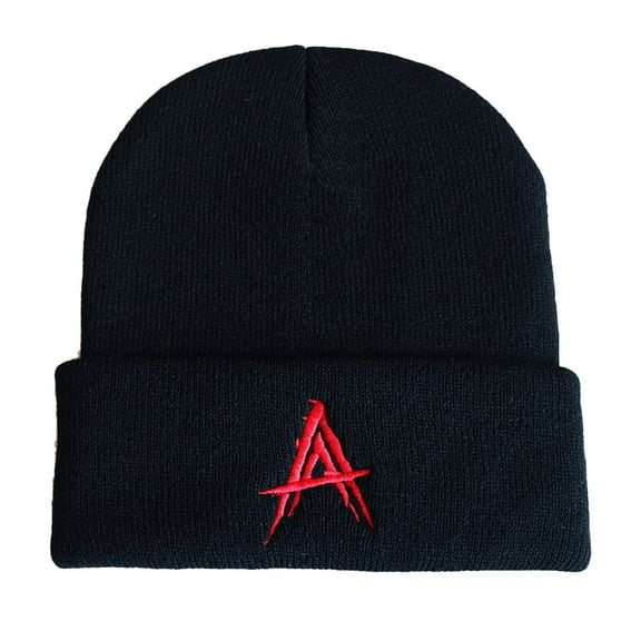BSMEAN 1 European and American Anuel Aa Embroidered Knitted Hat Real Hasta La Muerte Wool Hat Hip-Hop Pullover Black Red
