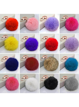 Besufy Keychain Pom Pom Faux Fur Fluffy Ball Bag Car Key Ring