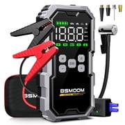 BSMOOM 9000A Jump Starter with Air Compressor 150PSI, 26800mAh Portable Car Battery Jump Starter Power Bank All Gas/10.0L Diesel, Car Jump Box with Jumper Cables 2.7" LCD Display & 2 LED Lights
