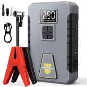 BSMOOM Car Jump Starter with Air Compressor, 12V 6000A Peak Portable Car Battery Jump Starter Jump Box, 150PSI Car Air Pump Tire Inflator Battery Charger with LED Light, LCD Display, Gray