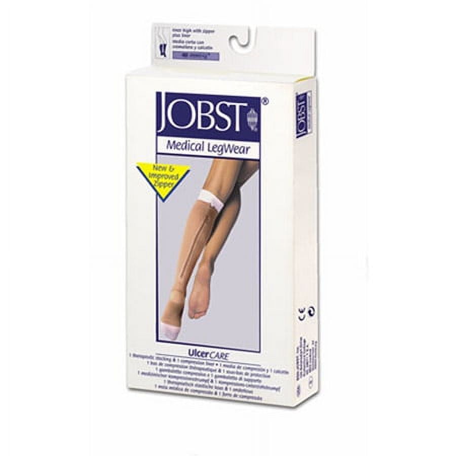 BSN Jobst Ulcercare Zippered Compression Stockings and Liner Medium Left  Closure, Beige, Open Toe, Unisex (1 Each)