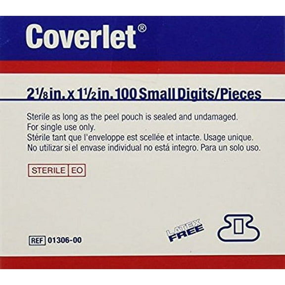 BSN Medical 01306 Coverlet Fabric Adhesive Bandage, Latex Free, Fingertip, Small (Pack of 100)