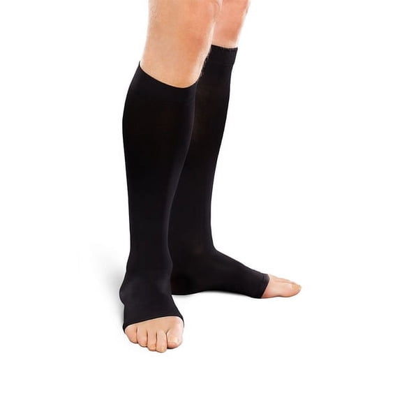 BSN Medical 115374 Jobst for Men Compression Hose, Knee High, 30-40mmHG, Open Toe, Full Calf, Black