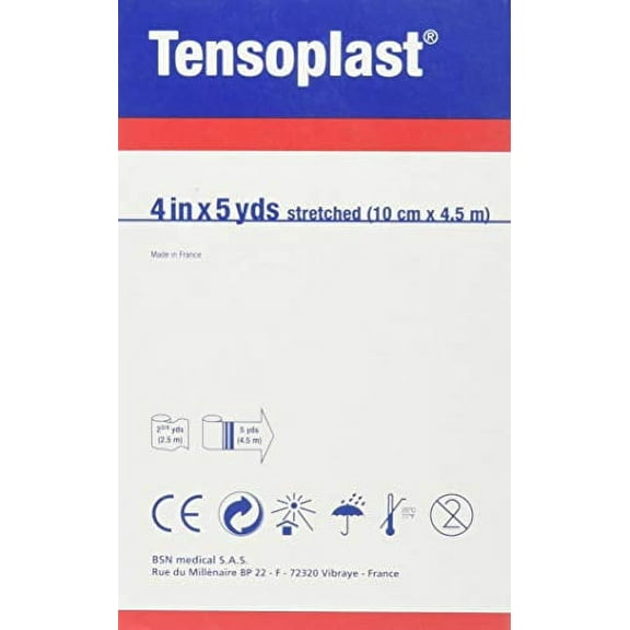BSN Medical-20185 Tensoplast Elastic Athletic Tape, Provides Medium Support or Compression with High Adhesive Properties, Water Repellent and Air Permeable, Tan, 4" x 5 Yards, Roll