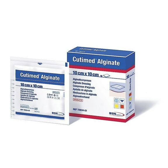BSN Medical Cutimed Alginate Calcium Wound Dressing Compress, 5 cm x 5 cm (2 in x 2 in), Box of 10