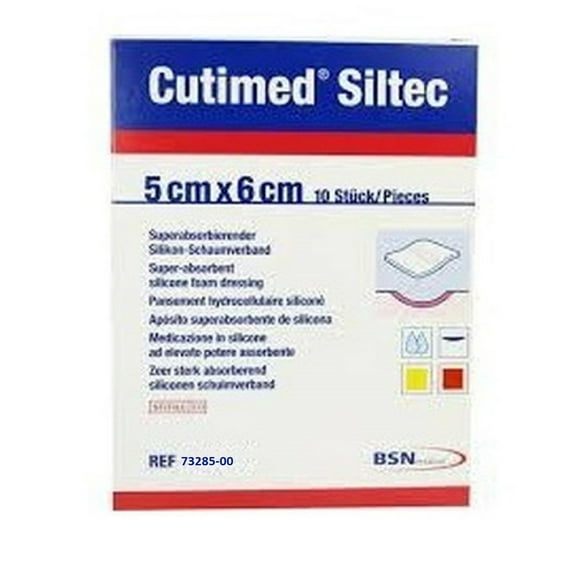 BSN Medical Cutimed Siltec Silicone Foam Dressings, 5 cm x 6 cm (2 in x 2.5 in), Box of 10