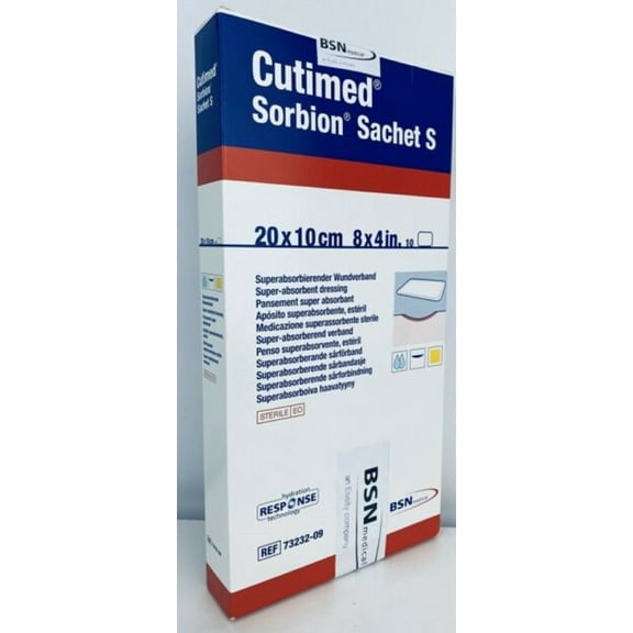 BSN Medical Cutimed Sorbion Sachet S Dressing, 20 cm x 10 cm (8 in x 4 in), Box of 10