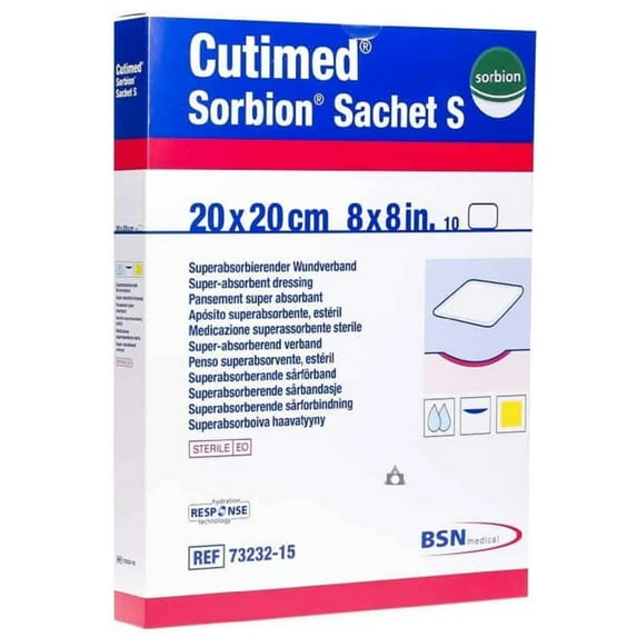 BSN Medical Cutimed Sorbion Sachet S Dressing, 20 cm x 20 cm (8 in x 8 in), Box of 10