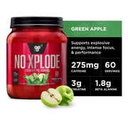 BSN N.O. Xplode Nitric Oxide Booster + Pre Workout Powder, Green Apple, 60 Servings