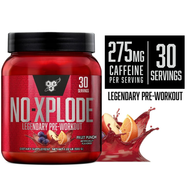 Free Shipping! BSN N.O Xplode Pre-Workout Powder, Fruit Punch, 30