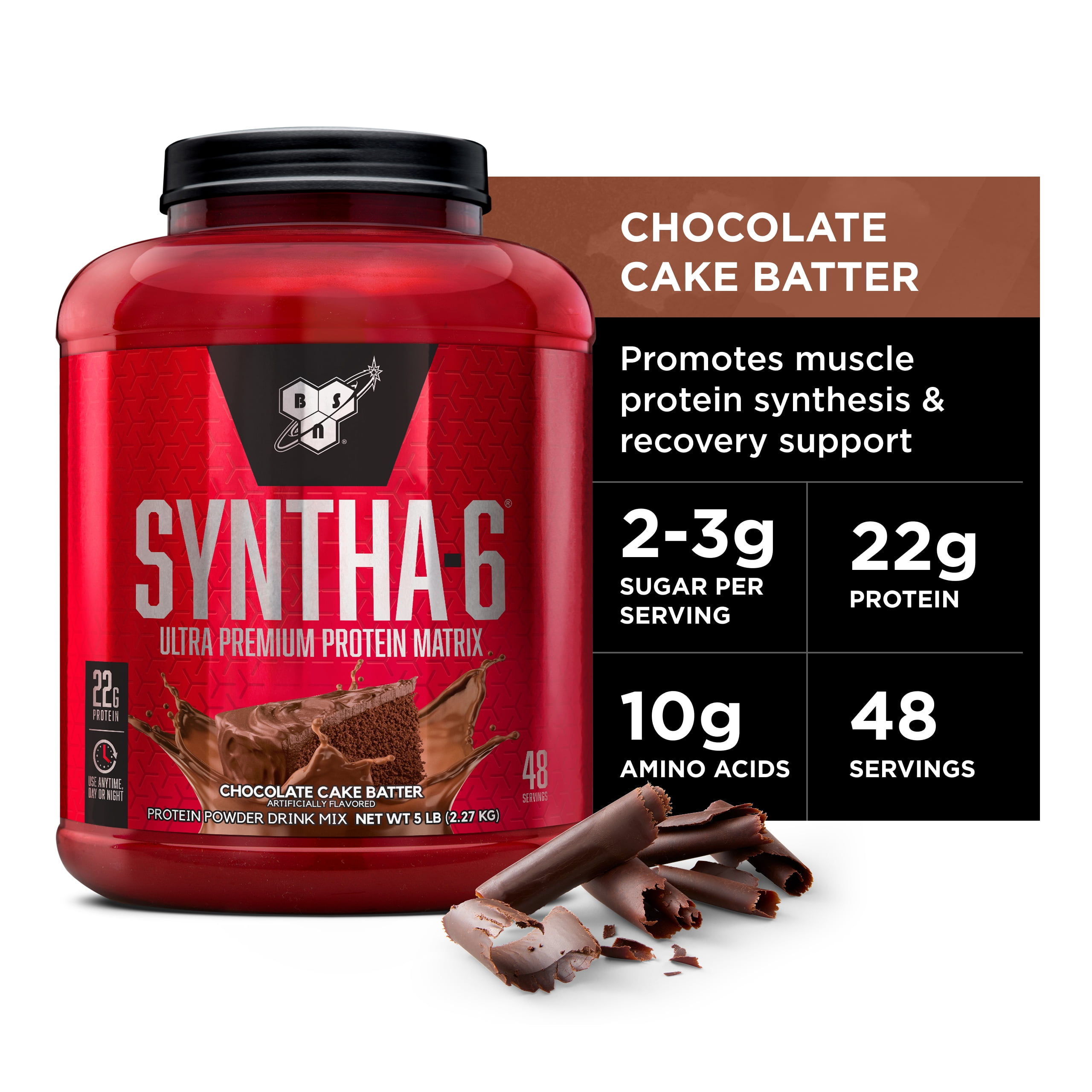 BSN, Syntha 6 Protein Powder, 5lb, Chocolate Cake Batter Flavor