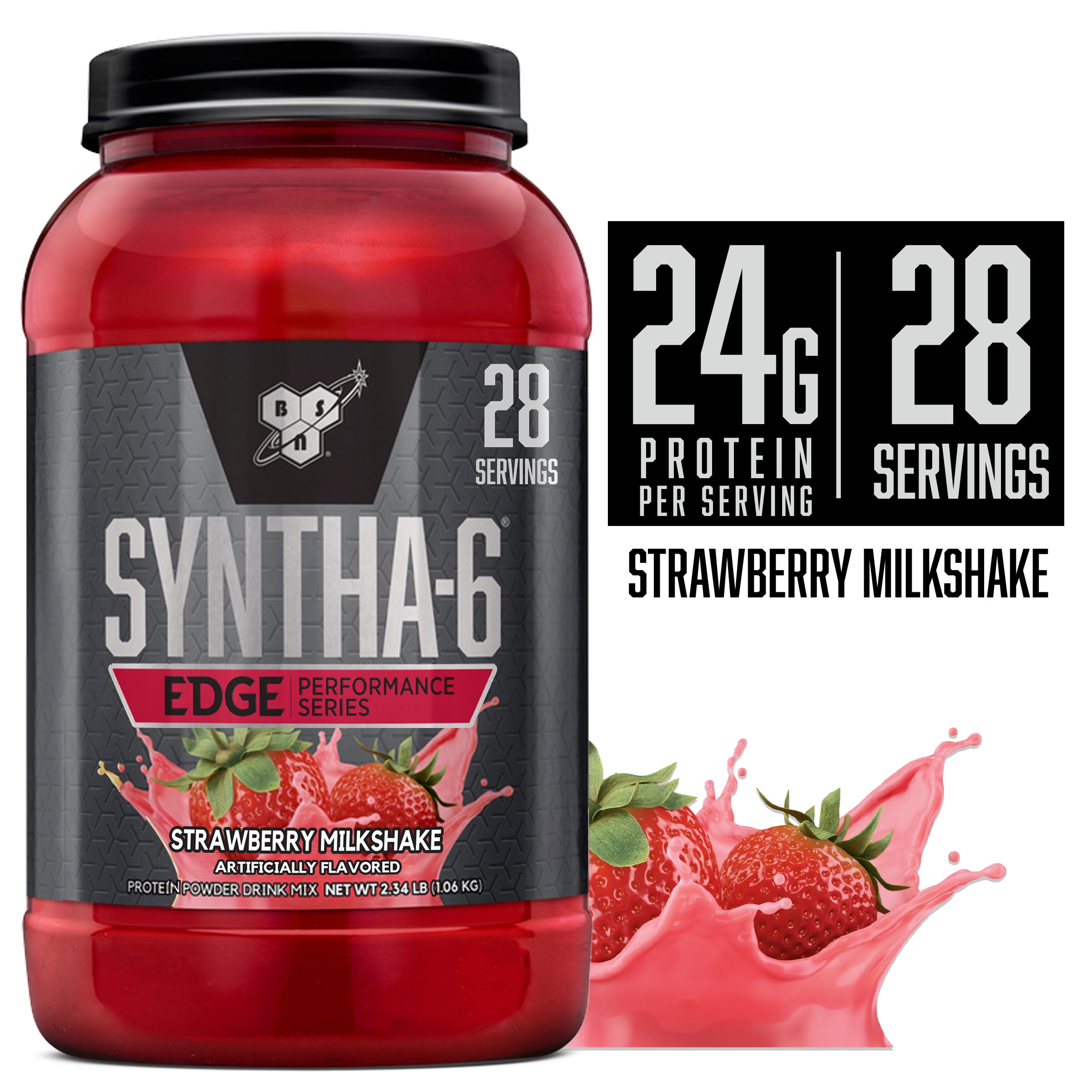 BSN, Syntha-6 Edge Protein Powder, 24g, Strawberry Milkshake 2.25
