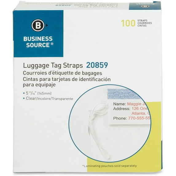 BSN20859, Luggage Tag Plastic Strap, 100 / Box, Clear