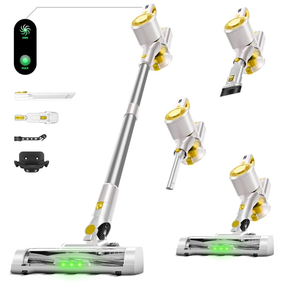 Yoomi Cordless Vacuum Cleaner, 8 in 1 Lightweight Handheld&Stick Vacuum for Home Hard Floor Carpet Pet Hair, Yellow