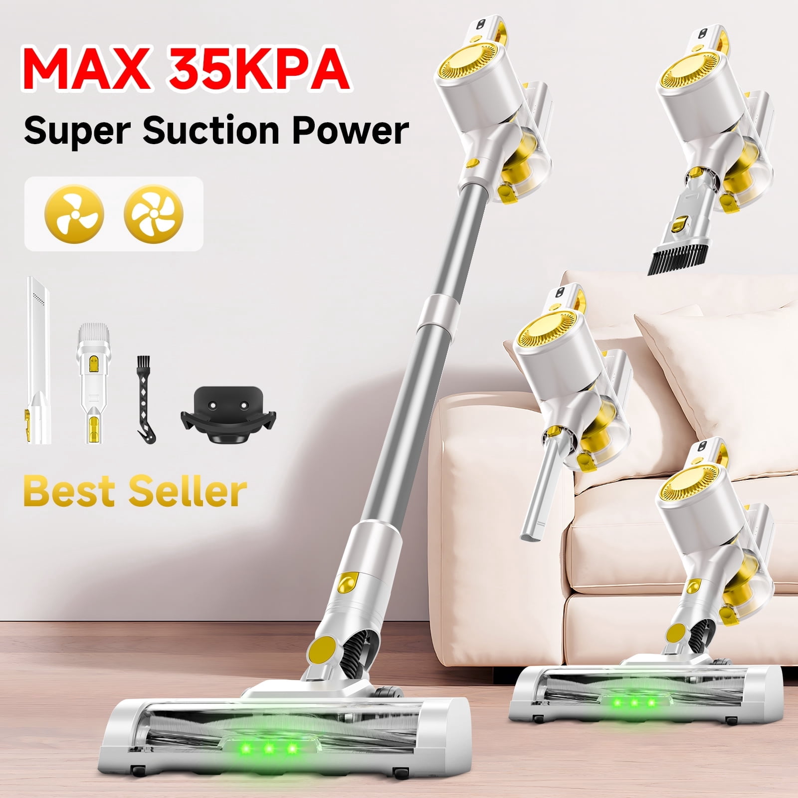Yoomi Cordless Vacuum Cleaner, 8 in 1 Lightweight Handheld&Stick Vacuum for Home Hard Floor Carpet Pet Hair